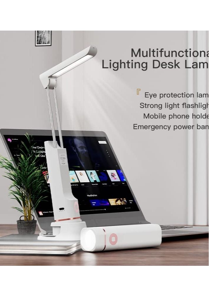 Excefore مصباح مكتب LED محمول قابل لإعادة الشحن، مريح للعين، مصباح قابل للطي وقابل للتمديد، مناسب للدراسة والمكتب وغرفة النوم - Image 2