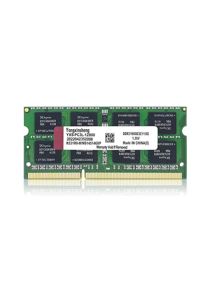 ماركة غير محددة وحدة ترقية ذاكرة الكمبيوتر المحمول Yongxinsheng DDR3 / DDR3L بسعة 8 جيجابايت، بتردد 1600 ميجاهرتز، PC3L/PC3-12800 SODIMM، غير مُصححة، غير مخزنة مؤقتًا، 1.35 فولت/1.5 فولت، 2Rx8، 204 سنًا، CL11 (أخضر)  - Image 1
