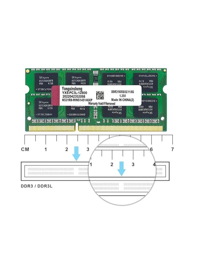 ماركة غير محددة وحدة ترقية ذاكرة الكمبيوتر المحمول Yongxinsheng DDR3 / DDR3L بسعة 8 جيجابايت، بتردد 1600 ميجاهرتز، PC3L/PC3-12800 SODIMM، غير مُصححة، غير مخزنة مؤقتًا، 1.35 فولت/1.5 فولت، 2Rx8، 204 سنًا، CL11 (أخضر)  - Image 5