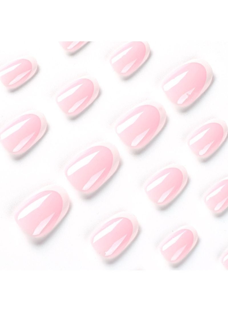 أظافر صناعية قصيرة بيضاء بسيطة 24 قطعة - Image 2