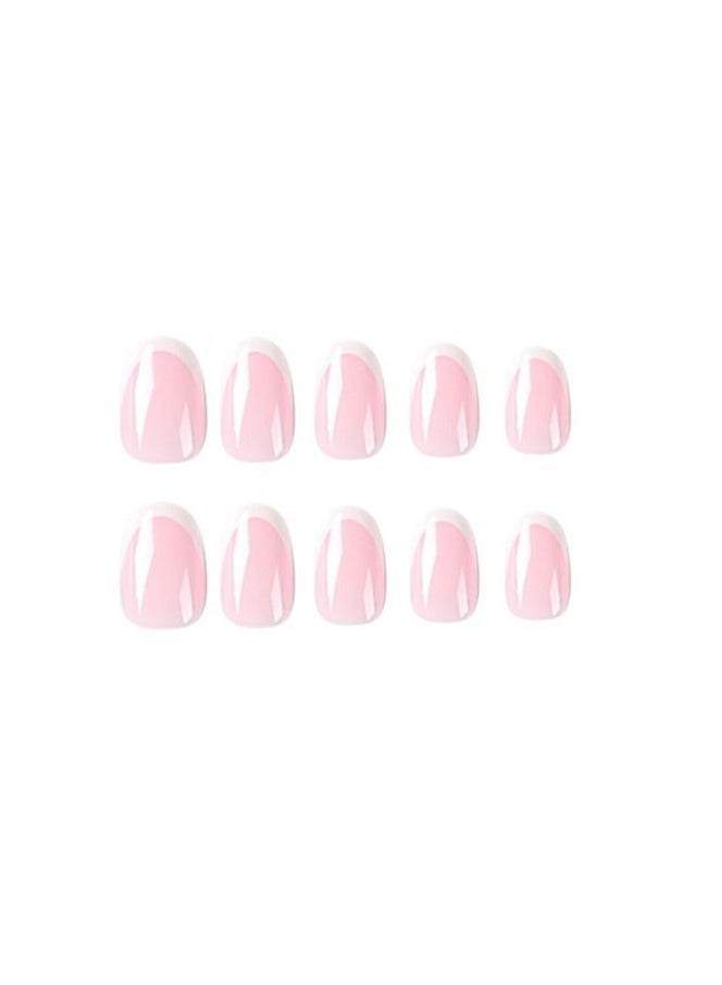 أظافر صناعية قصيرة بيضاء بسيطة 24 قطعة - Image 4