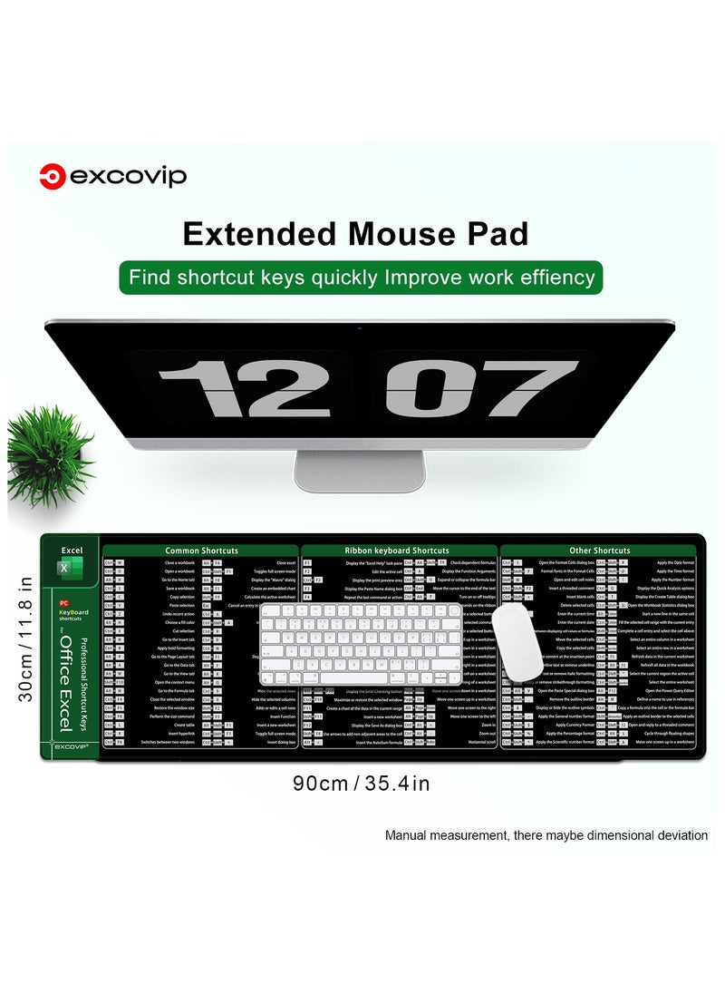 excovip - Large Mouse Pad XL 900x300mm Office Shortcut Mouse Pad Extended Computer Mouse Pad Desk Mat with Stitched Edges for EXCEL - Image 1