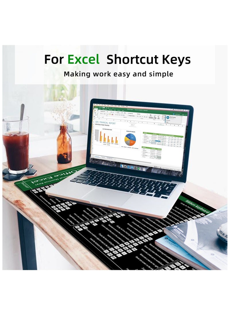 excovip - Large Mouse Pad XL 900x300mm Office Shortcut Mouse Pad Extended Computer Mouse Pad Desk Mat with Stitched Edges for EXCEL - Image 1