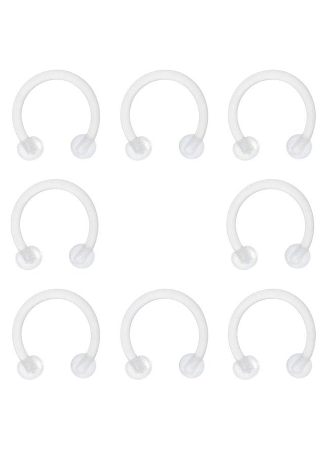 Oasis Plus 8pcs 16G 8mm 10mm Clear Flexible Bioflex Horseshoe Retainer Nose Septum Ring Snake Smiley Eyes Nipple Lip Cartilage Piercing transparent - Image 1