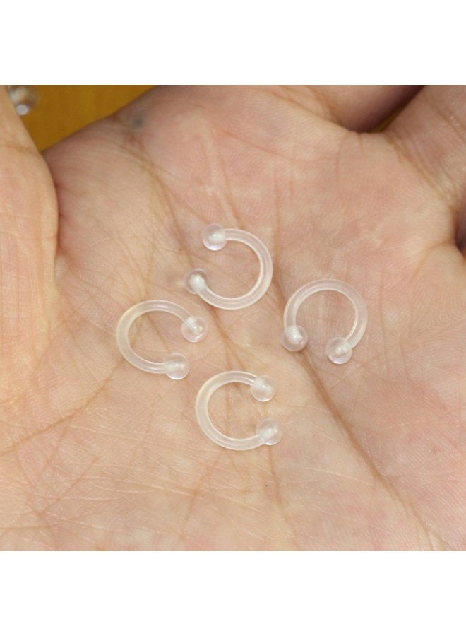 Oasis Plus 8pcs 16G 8mm 10mm Clear Flexible Bioflex Horseshoe Retainer Nose Septum Ring Snake Smiley Eyes Nipple Lip Cartilage Piercing transparent - Image 2