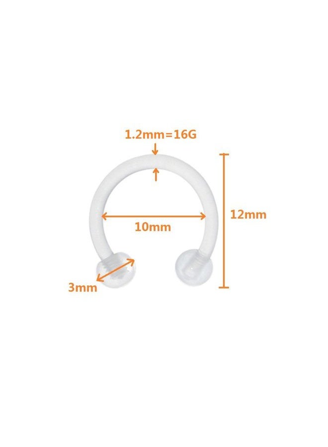 Oasis Plus 8pcs 16G 8mm 10mm Clear Flexible Bioflex Horseshoe Retainer Nose Septum Ring Snake Smiley Eyes Nipple Lip Cartilage Piercing transparent - Image 3