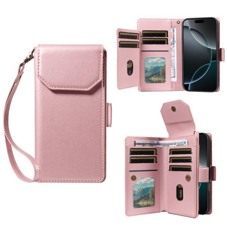 Cross-border Applicable iphone16 Multi-card Wallet Leather Case 15pro Wallet Phone Case 14pro Max Protective Case - Image 1