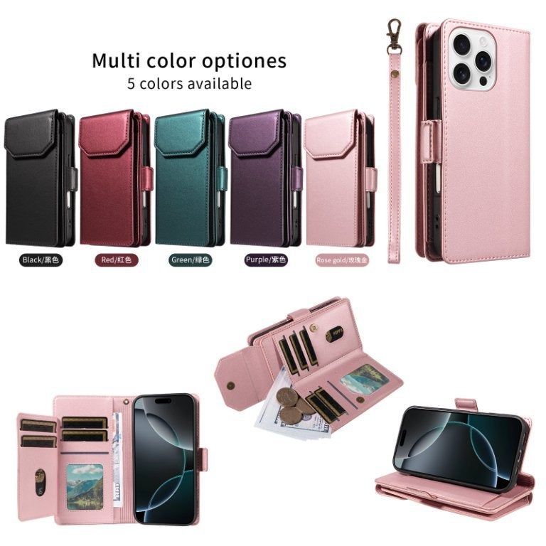 Cross-border Applicable iphone16 Multi-card Wallet Leather Case 15pro Wallet Phone Case 14pro Max Protective Case - Image 4