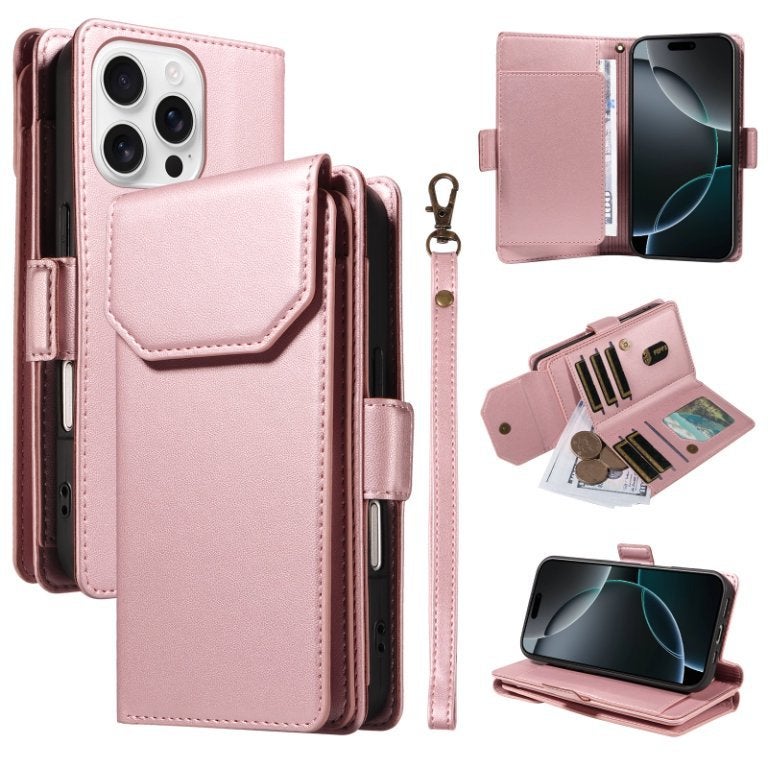 Cross-border Applicable iphone16 Multi-card Wallet Leather Case 15pro Wallet Phone Case 14pro Max Protective Case - Image 2