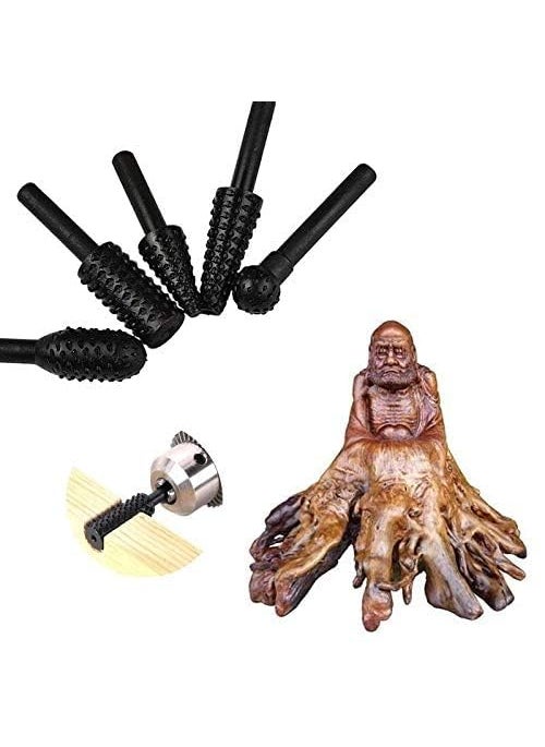Bluedeal Bluedeal Highspeed steel Rotary Files Burr Drill Rotating Thorn Head 5pcsset Polishing Accessories DIY Electric Grinding Head Woodworking Tools  - Image 3
