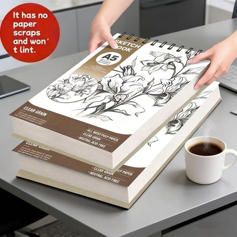 دفتر رسم A5 سميك، 24 ورقة، تجليد حلزوني، ورق ثقيل - Image 1