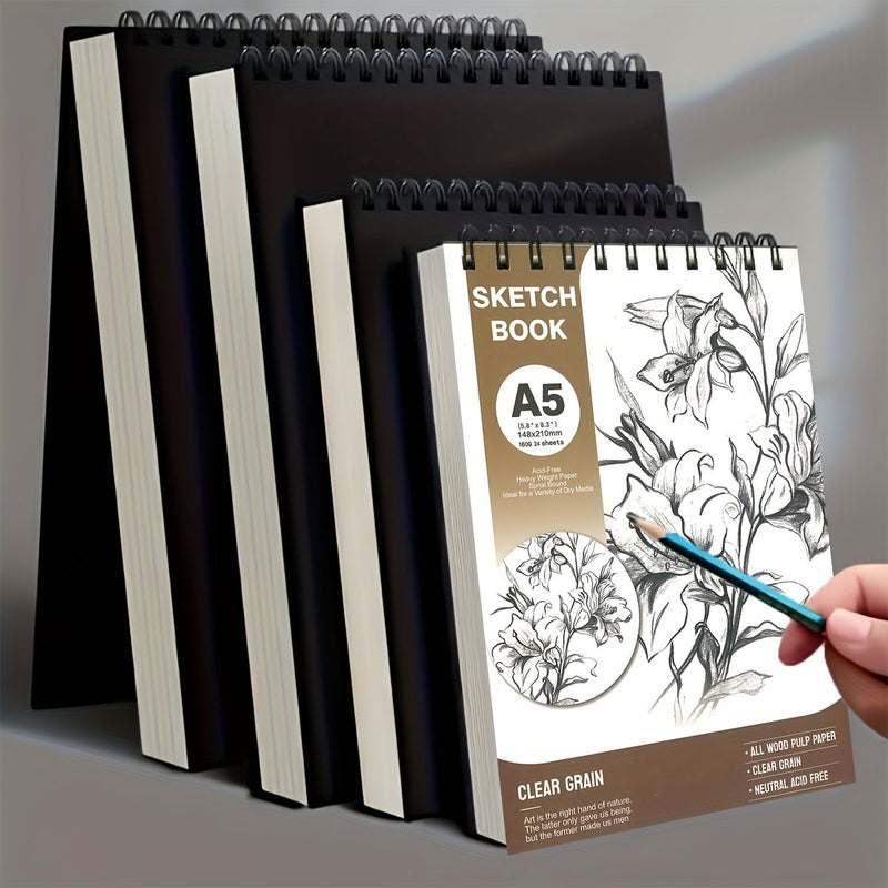 دفتر رسم A5 سميك، 24 ورقة، تجليد حلزوني، ورق ثقيل - Image 3