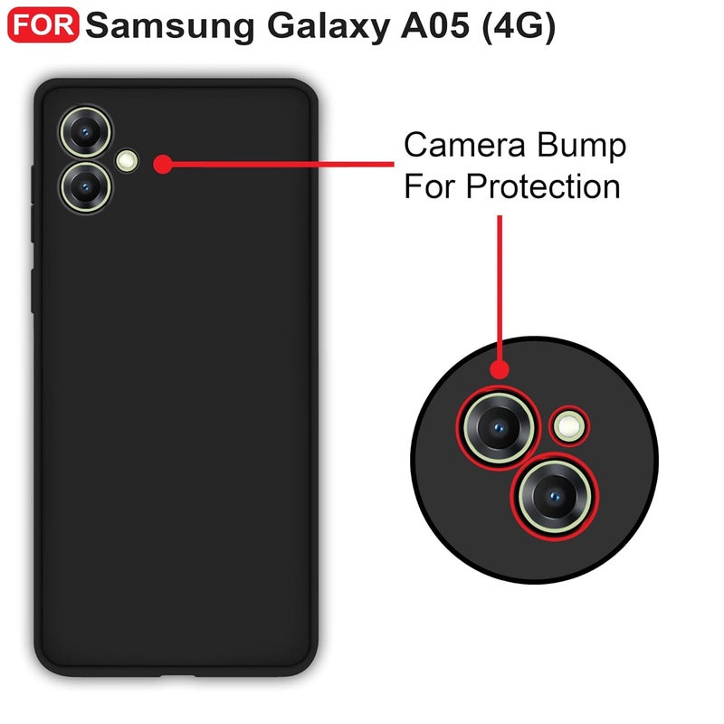 Cedo Samsung Galaxy A05 / F05 / M05 (4G) Back Cover | Camera Bump Protection & Inner Velvet Fabric Lining | Ultra Slim Matte Soft Rubberised Case Cover (Black) - Image 3