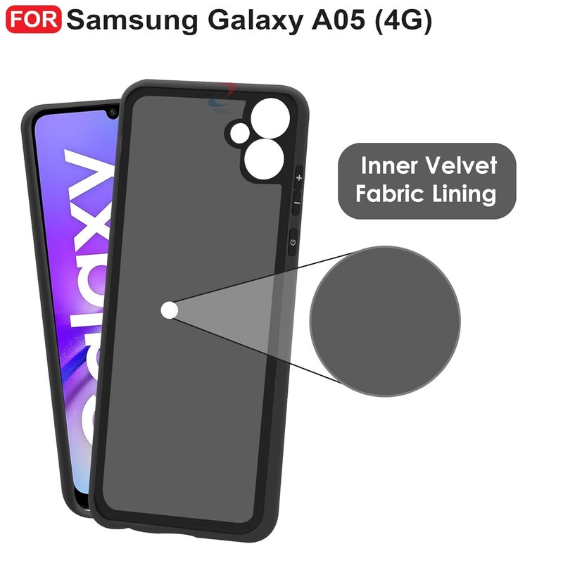 Cedo Samsung Galaxy A05 / F05 / M05 (4G) Back Cover | Camera Bump Protection & Inner Velvet Fabric Lining | Ultra Slim Matte Soft Rubberised Case Cover (Black) - Image 4