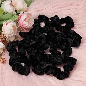 Lanjue 12pcs Fabric Scrunchies Hair Elastics TiesBlack Hair Scrunchies Elastic Hair Ties Women Accessories - Image 2