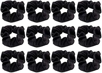 Lanjue 12pcs Fabric Scrunchies Hair Elastics TiesBlack Hair Scrunchies Elastic Hair Ties Women Accessories - Image 1