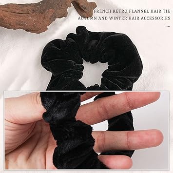 Lanjue 12pcs Fabric Scrunchies Hair Elastics TiesBlack Hair Scrunchies Elastic Hair Ties Women Accessories - Image 4