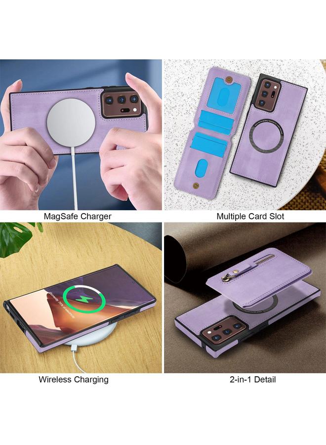 اس-توب حافظة لهاتف سامسونج جالكسي نوت 20 ألترا بسحاب ومحفظة مقسمة بغطاء خلفي من الجلد مع خاصية ماج سيف - Image 5