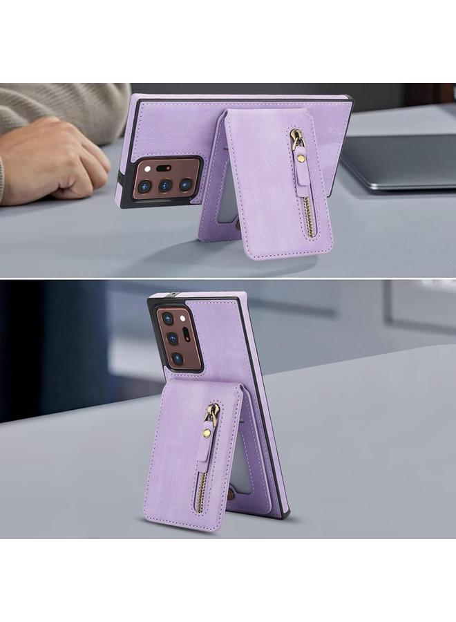 اس-توب حافظة لهاتف سامسونج جالكسي نوت 20 ألترا بسحاب ومحفظة مقسمة بغطاء خلفي من الجلد مع خاصية ماج سيف - Image 4