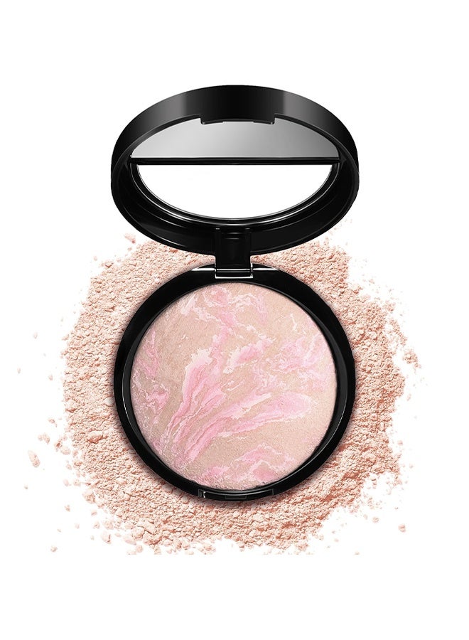 HUDA STORY Glow Fusion, Baked Luminous Pressed Powder–Glow-Infused Foundation,Highlighter & Setting Powder in One–Color-Correcting,Oil-Control,Long-Lasting Coverage for All Skin Tones #01 Porcelain - Image 1