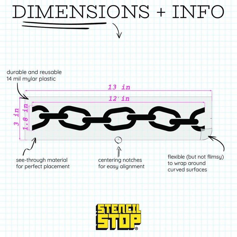 Stencil Stop Chain Link Trim Stencil - Reusable for DIY Projects, Painting, Drawing, Crafts - Image 2