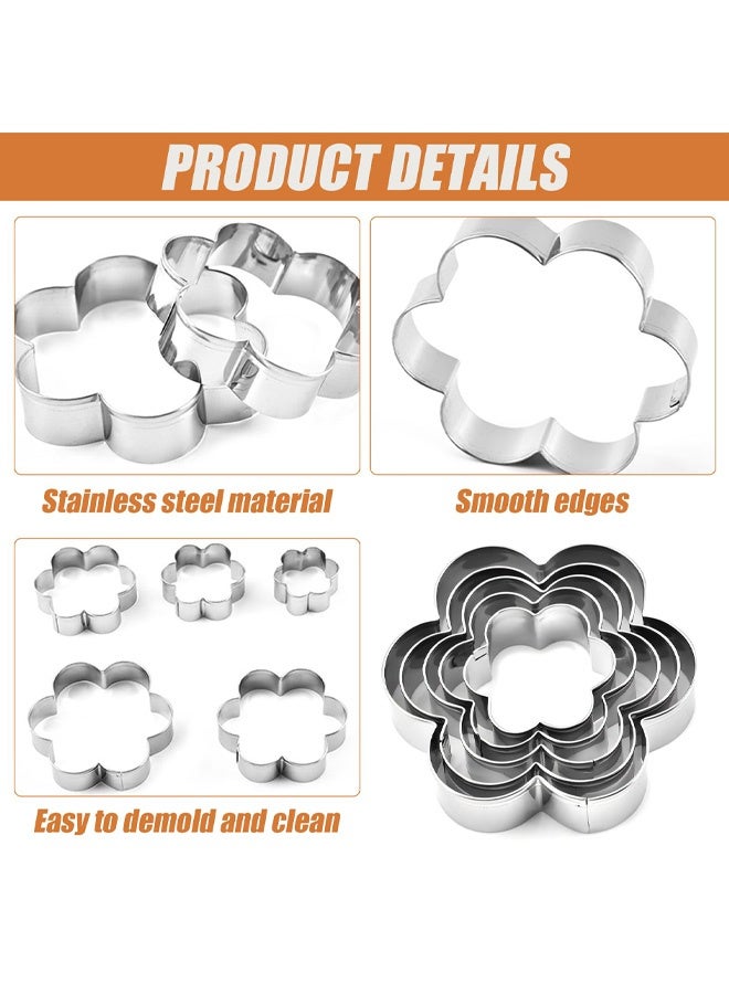 5 Pieces Flower Cookie Cutters Set for Baking Mousse, Stainless Steel Flower Shaped Cake and Biscuit Cutters, Various Size are Suitable for Decorating Christmas Birthdays Easter and Fun Time with Kids - Image 3