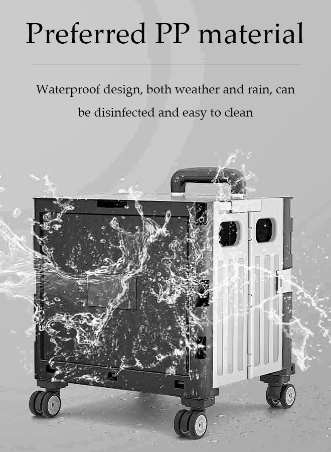 DUNISO Folding Shopping Cart，Portable Rolling Crate Handcart with Lid and 2 Wheels，Adjustable Height Small Cart, Suitable for Mobile, Grocery Shopping, Luggage, Black - Image 4