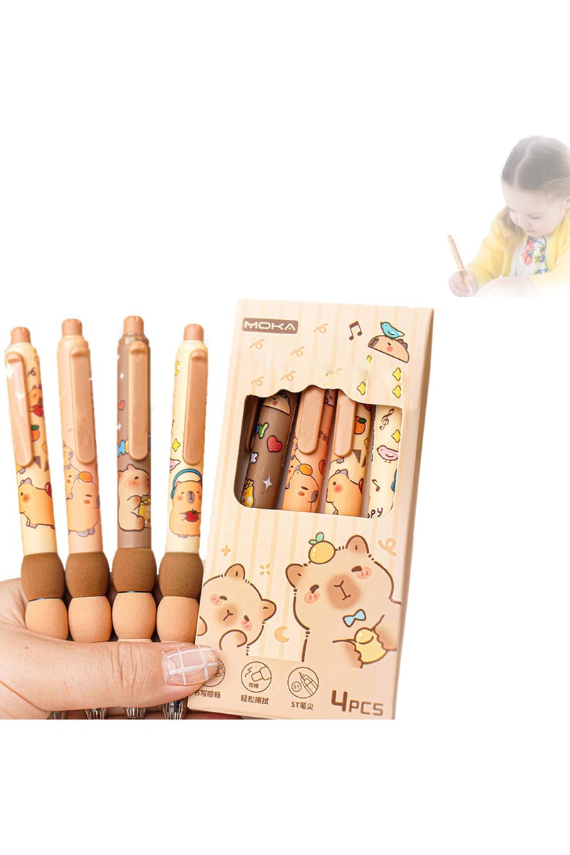 CMGTYYD 4 cartoon cute puffer fish erasable unisex pens, kawaii fast drying writing smooth, elegant unisex pen aesthetic stationery for school, classroom, work area, home Cartoon puffer fish unisex pen set - Image 1