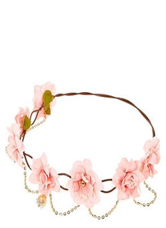Girl'S Gold Chain Flower Crown Headwrap - Blush Pink