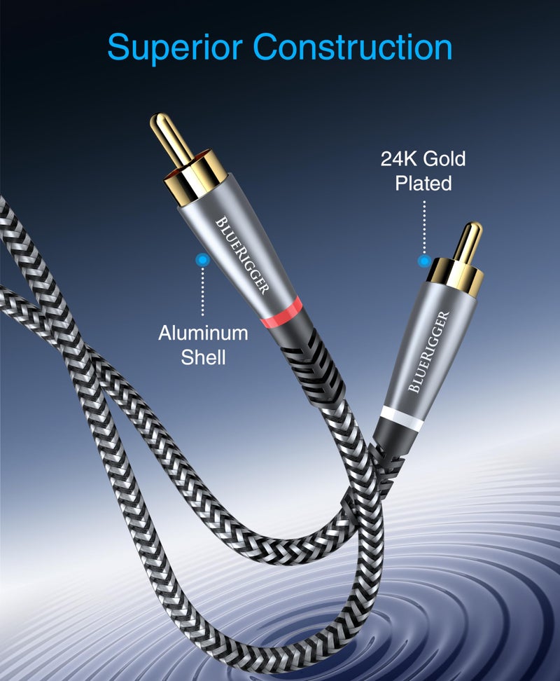 BlueRigger Dual Shielded Subwoofer Audio RCA Cable with Gold Plated connectors (2RCA-TO-2RCA-6FT / 2 Meters) - Image 3