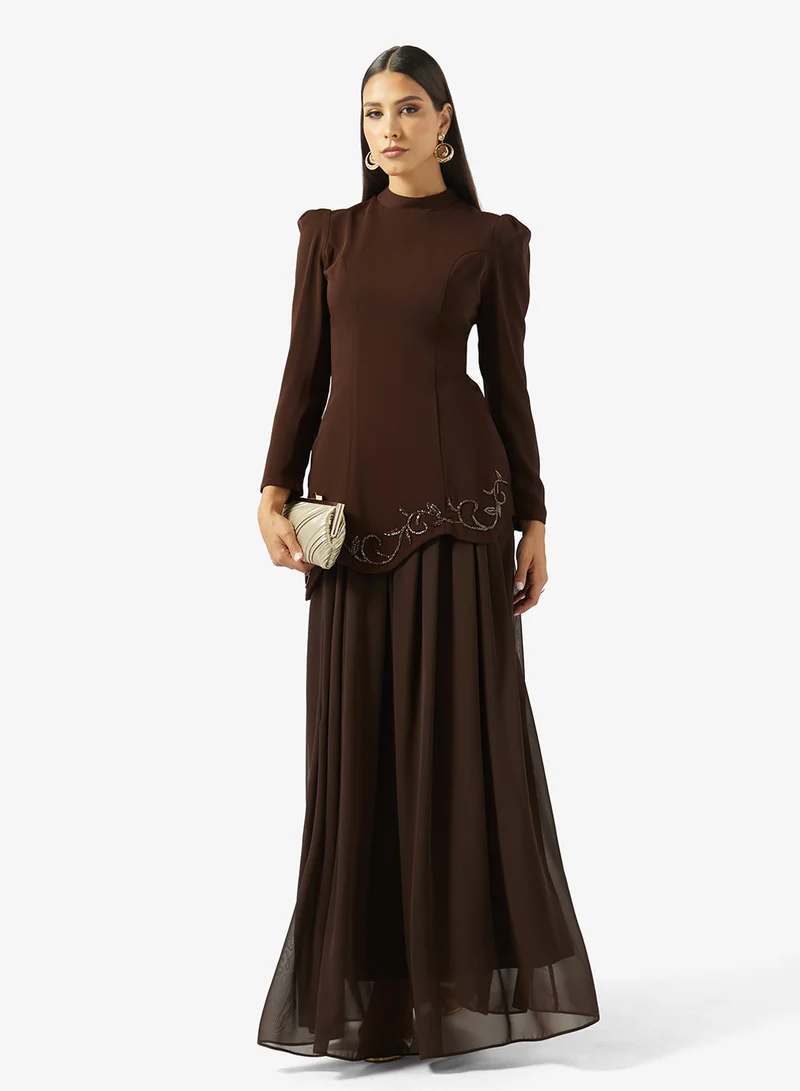 Akadia Fashion  BEADED WAVY WAIST LINE CREPE DRESS for Women | Best Price UAE