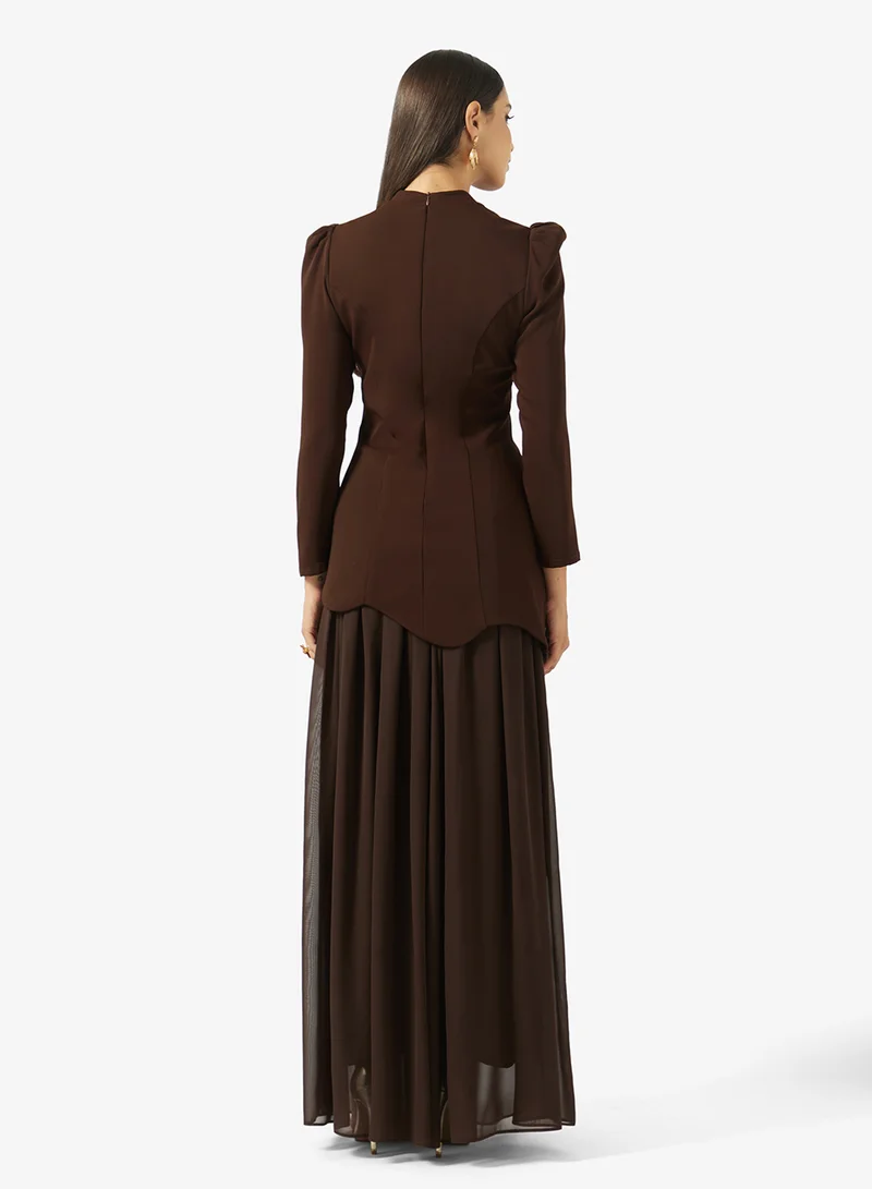Akadia Fashion  BEADED WAVY WAIST LINE CREPE DRESS for Women | Best Price UAE