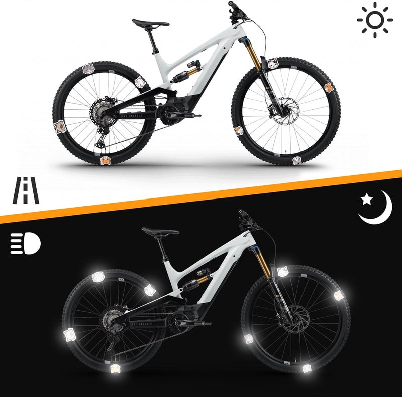 Yuanchu 20Pcs Reflective Stickers, High Visibility Adhesive Cute Stickers Warning Reflective Sticker Waterproof Safety Helmet Cat Sticker for Bike Reflective Decals for Helmet Bicycle Car Stroller - Image 3
