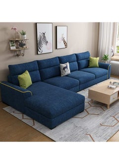 5 Seater L-Shape Sofa - 80x150x90x280 Cm Blue