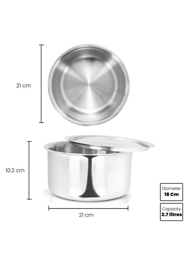 Allo Allo Stainless Steel Triply Tope with Lid/Patila/Bhagona for Grains/Soups/Canning/Desserts/Broth Boiling Tope Induction Gas Base Multi-Purpose Steel | 10 Years Warranty 18cm, 2.7 litres  - Image 4