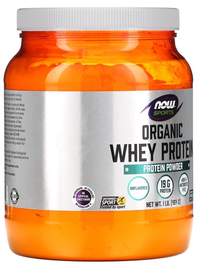 now Sports Organic Whey Protein Unflavored 1 lb (454 g) - Image 2