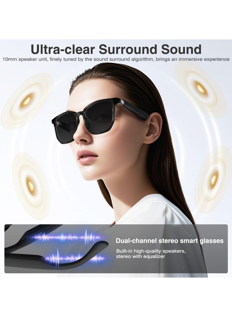 Nanak نظارات ذكية مع الذكاء الاصطناعي، نظارات بلوتوث مع أكثر من 110 ترجمة، نظارات ذكية للرجال والنساء، نظارات بلوتوث متعددة الوظائف للرجال (أسود) - Image 4