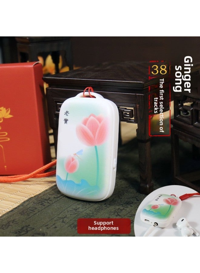 Lotus Pendant Halter Player Meditation Music Small Stereo HD Sound Quality Elderly Listening Music Charging Portable MP3-Body Color:Lotus Color Picture Built-in 38 Tracks-Memory Capacity:Card  - Image 2