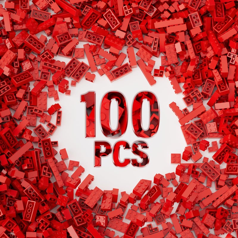 YUJHITP 100 Piece Classic Building Blocks Compatible with Lego Red Bricks in Bulk - Image 3