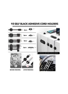 Moonmen 266 Pieces Cable Management Kit, Cable Organizer for Home and Office - Useful for Power Cord, USB Cable, TV Cable, PC, Desktop Cable clips bundle (266 Pieces Kit)  - Image 2
