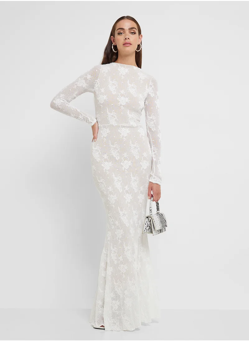 Ginger Lace Detail Dress With Frill Hem