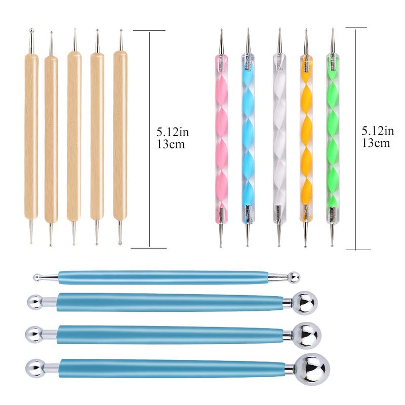 LOKUNN 14 Pcs Dotting Tools Ball Styluses with Box, Dotting Tools Set Rock Painting, Pottery Clay Modeling Embossing Nail Art - Image 2