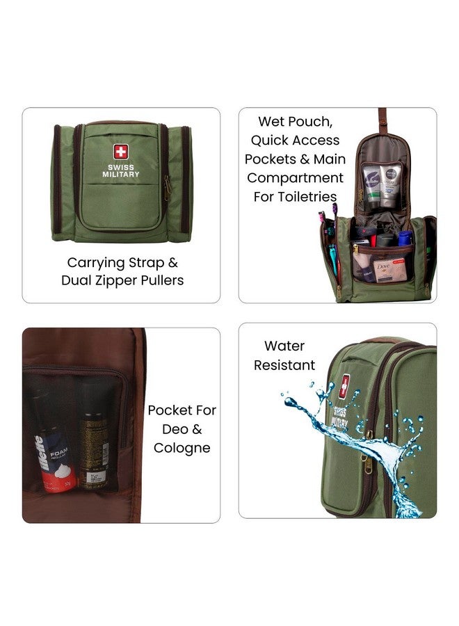 Swiss Military Unisex 5L Water-Resistant Toiletry Bag for Travel with Multiple Compartments, Quick Access Pocket, Durable Zippers, Organizer for Toiletries, Makeup and Essentials-Green - Image 3