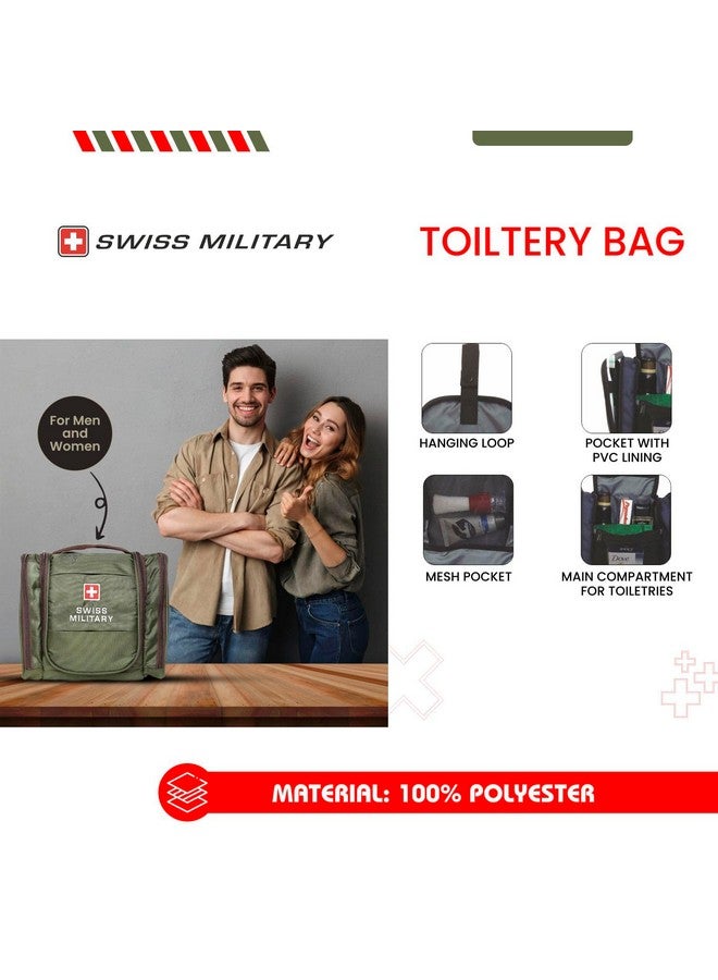 Swiss Military Unisex 5L Water-Resistant Toiletry Bag for Travel with Multiple Compartments, Quick Access Pocket, Durable Zippers, Organizer for Toiletries, Makeup and Essentials-Green - Image 2
