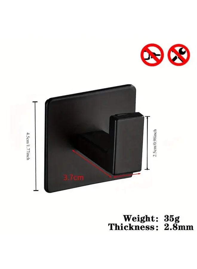 Black 4pcs Self Adhesive Towel Hooks Rust Resistant Space Saving Solution - Image 4