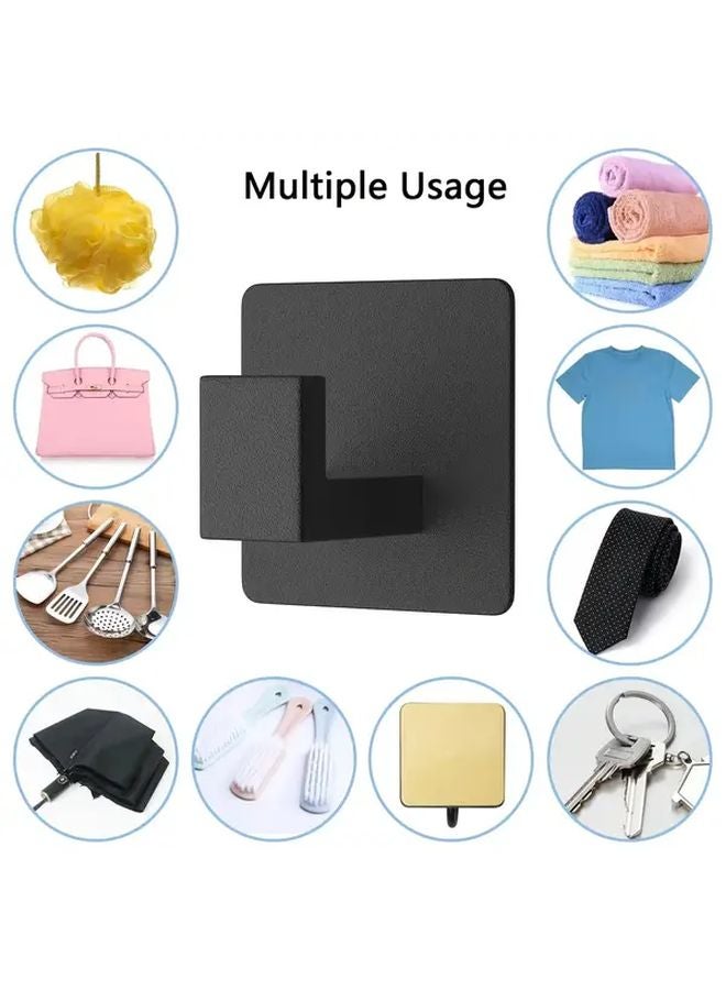 Black 4pcs Self Adhesive Towel Hooks Rust Resistant Space Saving Solution - Image 5