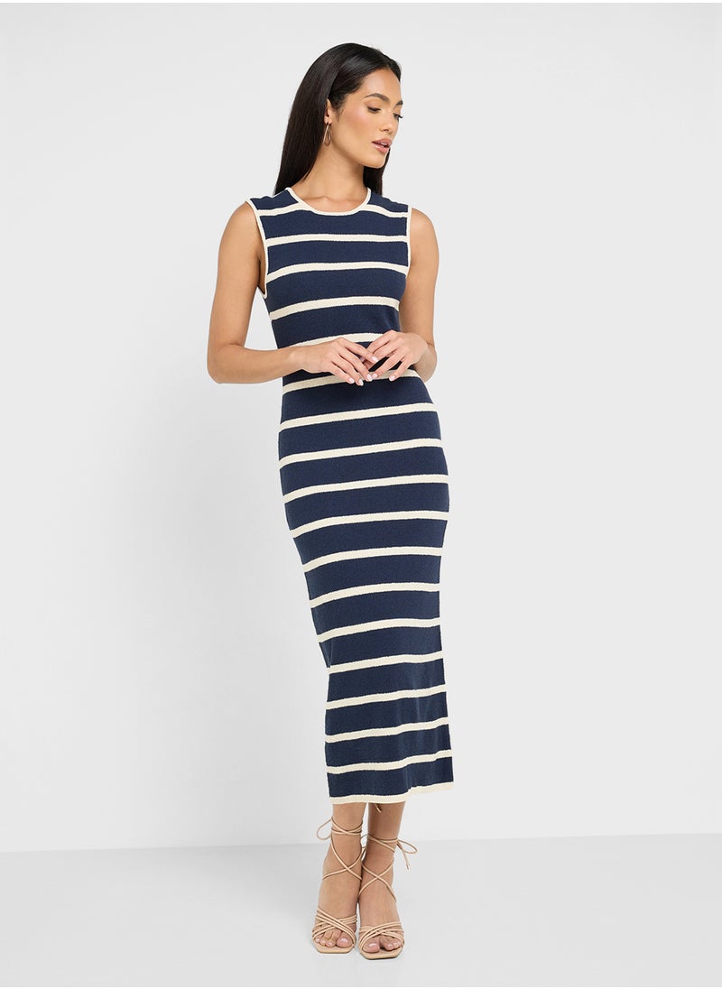 VERO MODA - Striped Crew Neck Dress - Image 1