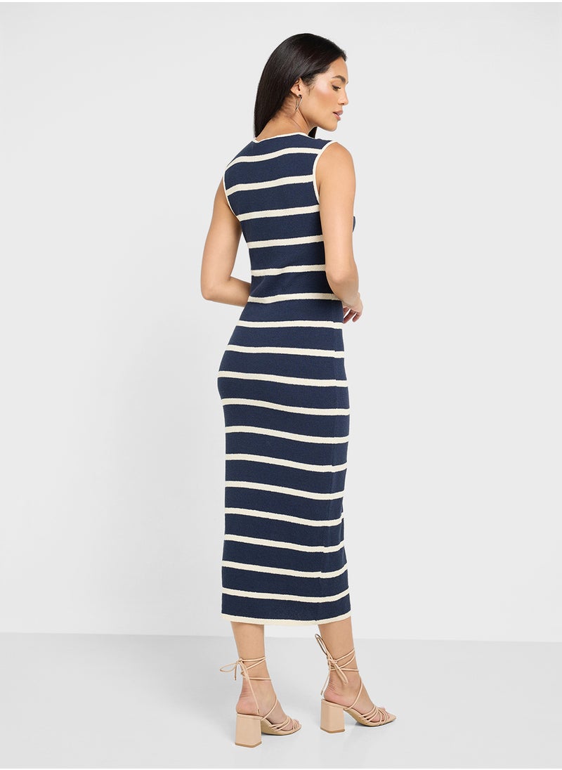 VERO MODA - Striped Crew Neck Dress - Image 1