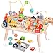 Weilim Wooden Montessori Activity Table for Toddlers Baby Busy Table with Bead Maze Shape Sorter Cars Road Signs Traffic Learning Activity Center Sensory Toys for Birthday Gift Boys Girls 1 Year Old - Image 2