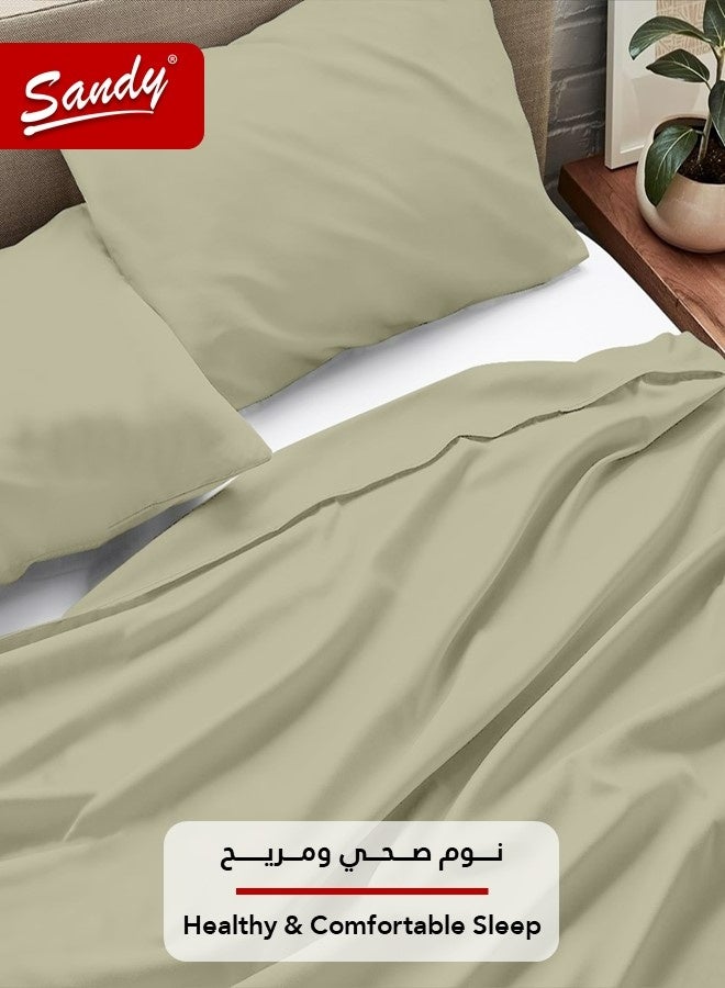 ساندي طقم شرشف سرير ساندي فاخر بجودة الفنادق مع أغطية وسادة، طقم من 3 قطع، شديد النعومة وجيد التهوية وبارد, مقاس دبل مفرد ونص 243 × 205 سم, زيتي - Image 5